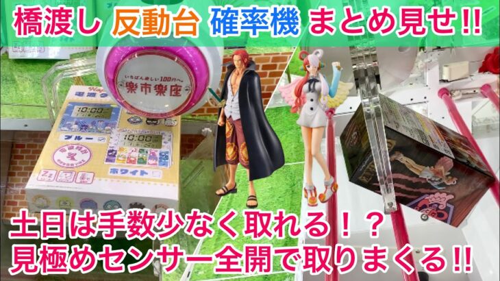 【クレーンゲーム】土日のゲーセンは手数少なく取れる！？橋渡し 反動台 確率機 まとめて見せます！！